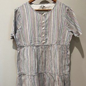 Madewell Rainbow Stripe Tiered Dress Size L